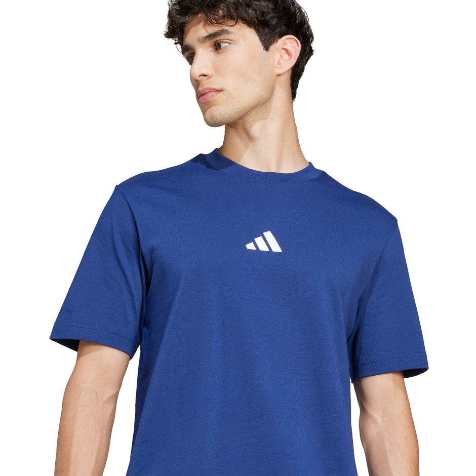 Ανδρική Κοντομάνικη Μπλούζα Μπλε - adidas Sportswear Essentials Small Logo Single Jersey