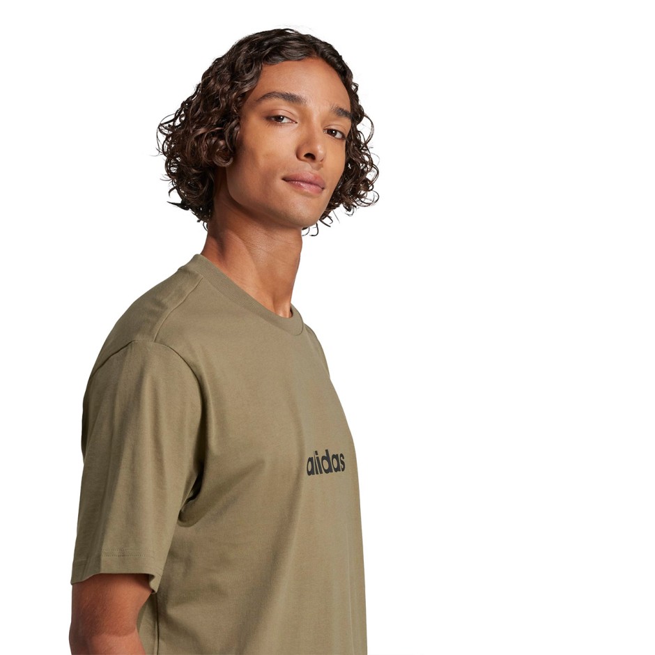 Ανδρική Κοντομάνικη Μπλούζα Λαδί - adidas Sportswear Essentials Linear Single Jersey