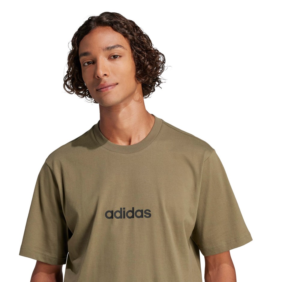Ανδρική Κοντομάνικη Μπλούζα Λαδί - adidas Sportswear Essentials Linear Single Jersey