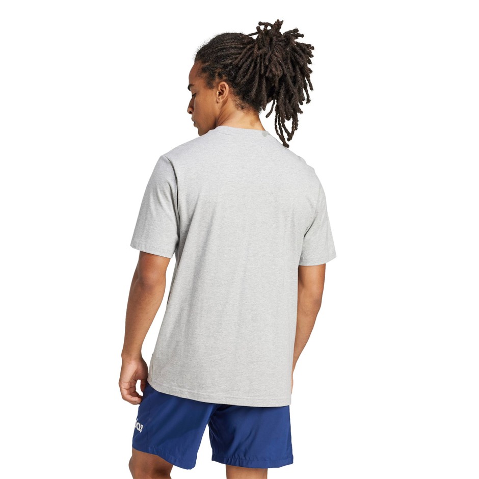 Ανδρική Κοντομάνικη Μπλούζα Γκρι - adidas Sportswear Essentials Linear Single Jersey
