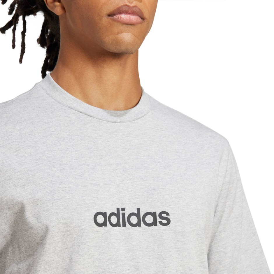 Ανδρική Κοντομάνικη Μπλούζα Γκρι - adidas Sportswear Essentials Linear Single Jersey