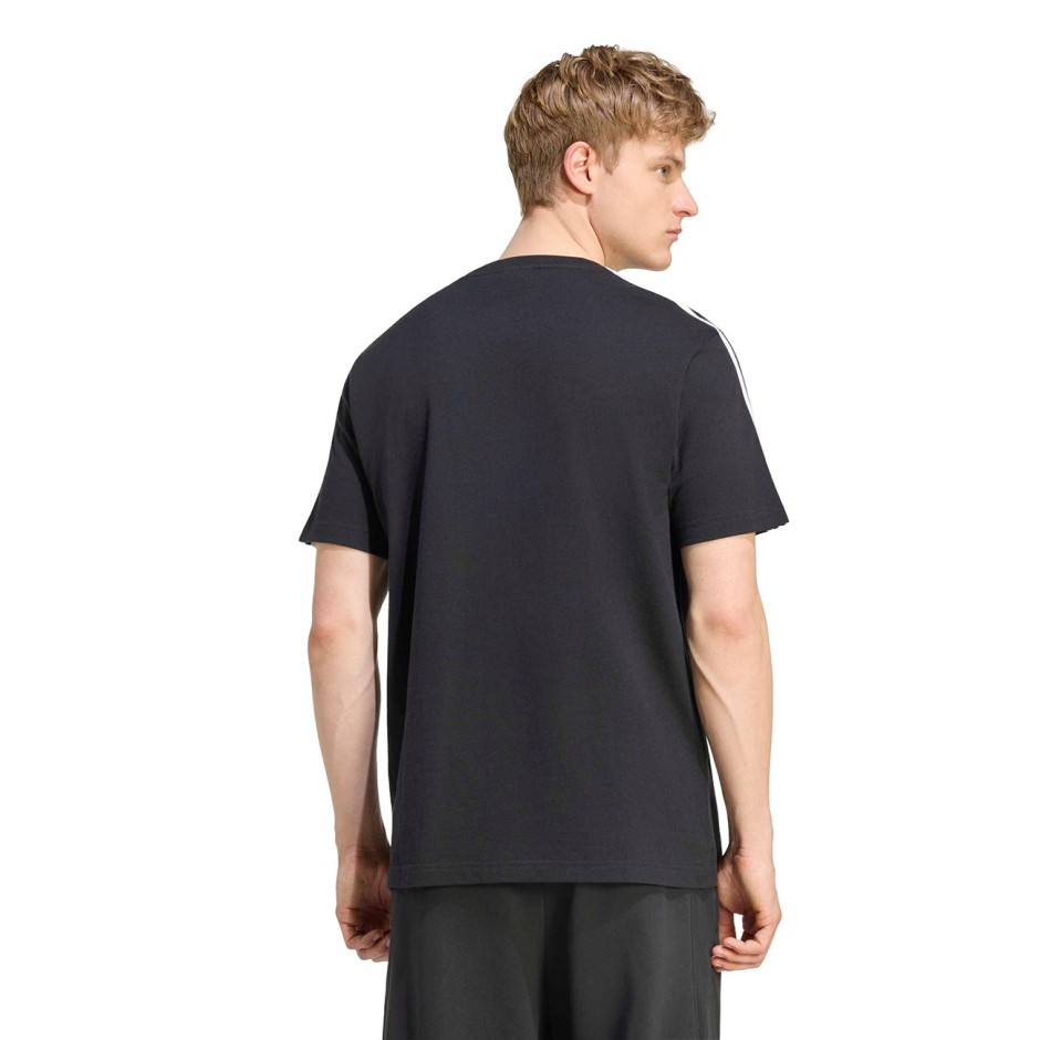 Ανδρική Κοντομάνικη Μπλούζα Μαύρη - adidas Sportswear Essentials 3-Stripes