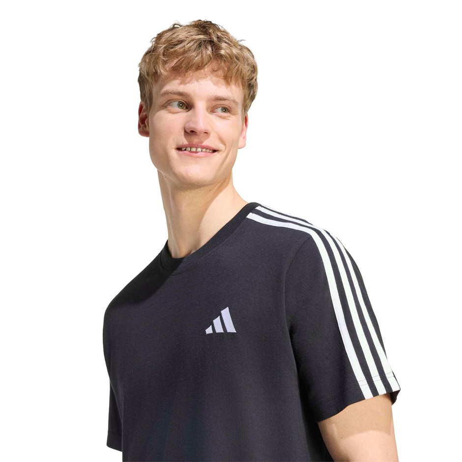 Ανδρική Κοντομάνικη Μπλούζα Μαύρη - adidas Sportswear Essentials 3-Stripes