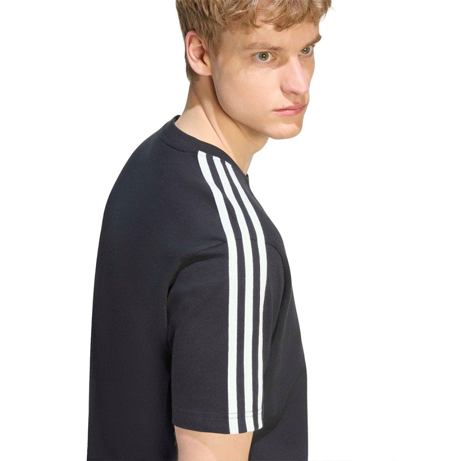 Ανδρική Κοντομάνικη Μπλούζα Μαύρη - adidas Sportswear Essentials 3-Stripes