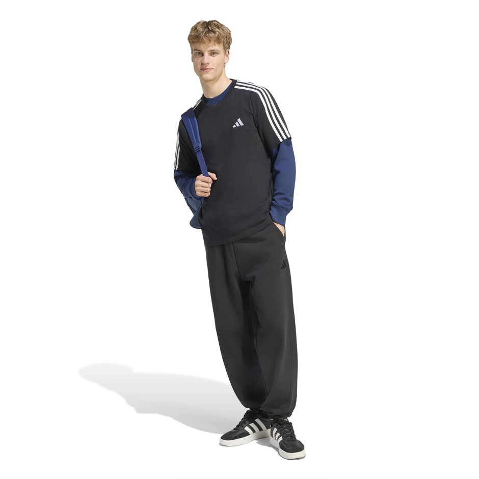 Ανδρική Κοντομάνικη Μπλούζα Μαύρη - adidas Sportswear Essentials 3-Stripes