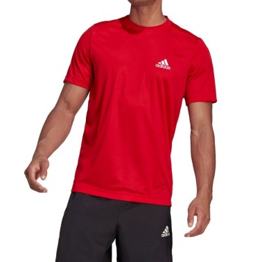 Ανδρική Κοντομάνικη Μπλούζα Κόκκινη - adidas Sportswear Essentials Single Jersey Embroidered Small Logo 