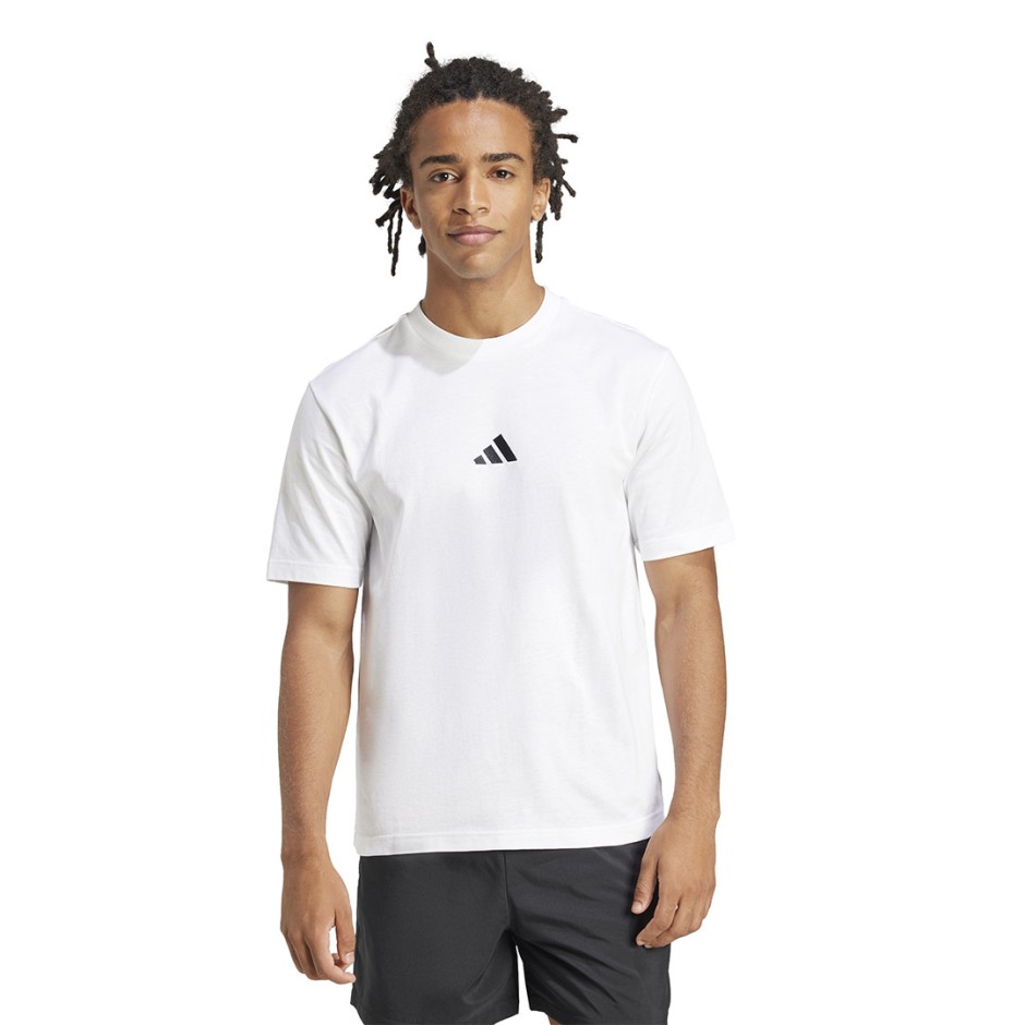 Ανδρική Κοντομάνικη Μπλούζα Λευκή - adidas Sportswear Essentials Small Logo Single Jersey
