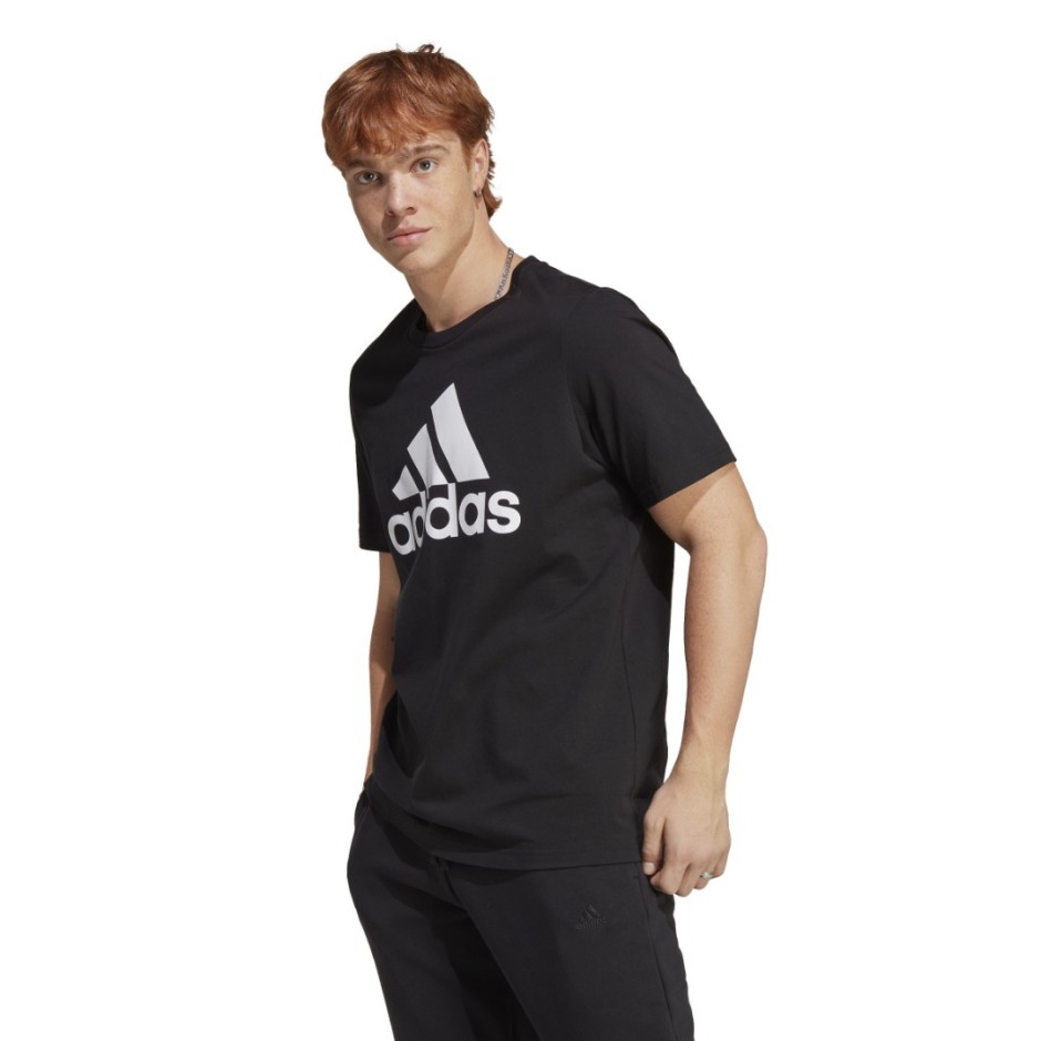 Ανδρική Κοντομάνικη Μπλούζα Μαύρη - adidas Sportswear Essentials Single Jersey Big Logo 
