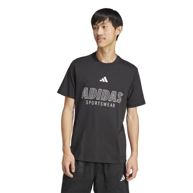 Ανδρική Κοντομάνικη Μπλούζα Μαύρη - adidas Sportswear House Of Tiro Linear Graphic