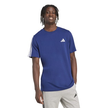 Ανδρική Κοντομάνικη Μπλούζα Μπλε - adidas Sportswear Essentials 3-Stripes Single Jersey