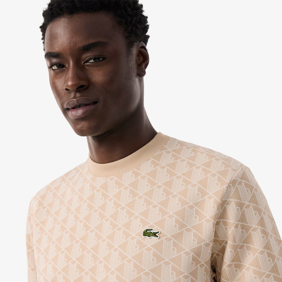 Ανδρική Κοντομάνικη Μπλούζα Μπεζ - Lacoste Monogram