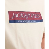 JACK & JONES JORINWOOD BLOCK BRANDING TEE SS CN 12283628-ANTIQUE WHITE Ecru Image 2