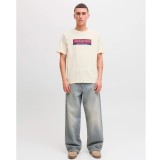 JACK & JONES JORINWOOD BLOCK BRANDING TEE SS CN 12283628-ANTIQUE WHITE Ecru Image 4