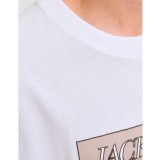 JACK & JONES JORINWOOD BLOCK BRANDING TEE SS CN 12283628-BRIGHT WHITE White Image 2