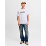 JACK & JONES JORINWOOD BLOCK BRANDING TEE SS CN 12283628-BRIGHT WHITE White Image 4