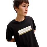JACK & JONES JORINWOOD BLOCK BRANDING TEE SS CN 12283628-BLACK Black Image 0