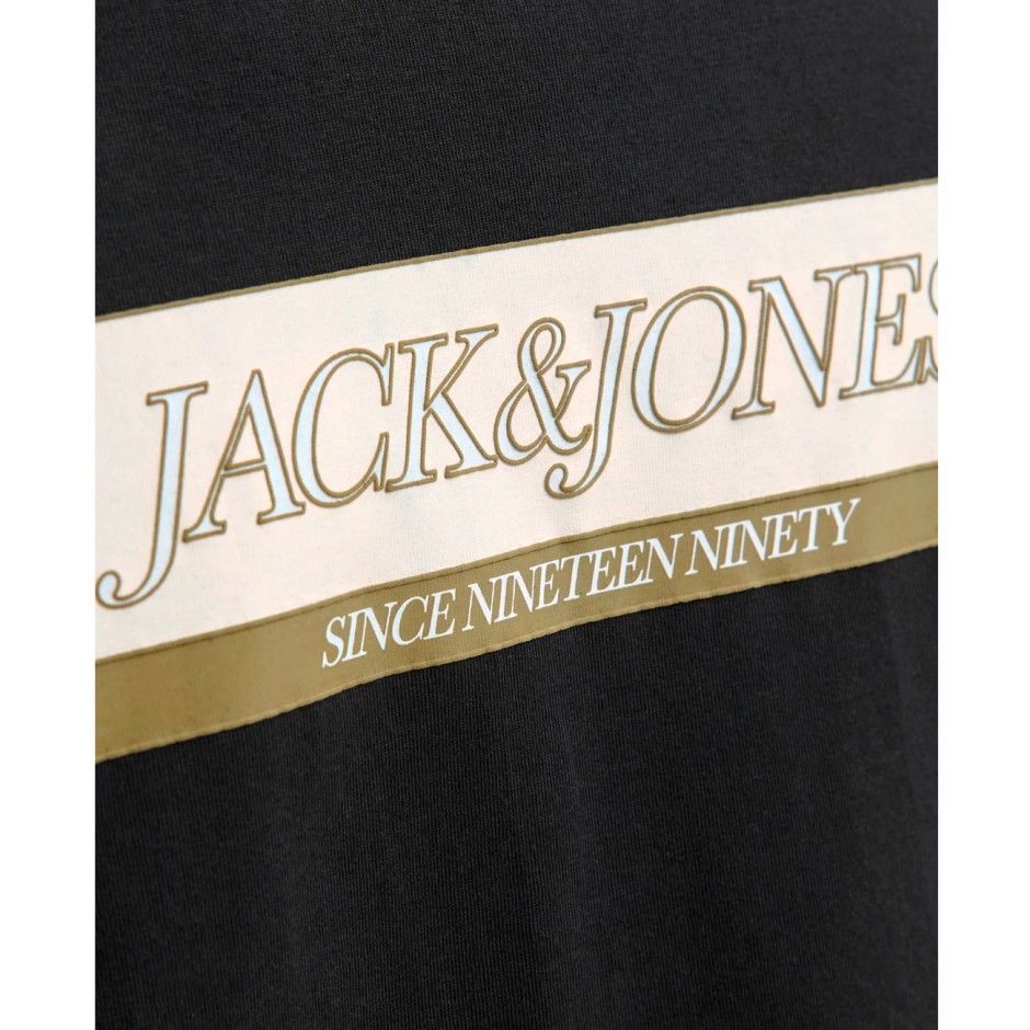 JACK & JONES JORINWOOD BLOCK BRANDING TEE SS CN 12283628-BLACK Black