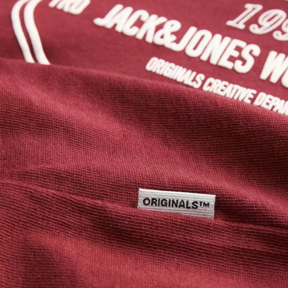 JACK & JONES JORYORK FRONT TEE SS CREW NECK 12283800-TIBETAN RED Βordeaux
