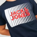 Ανδρική Κοντομάνικη Μπλούζα Μπλε - Jack & Jones Logo Εικόνα 1