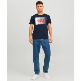 Ανδρική Κοντομάνικη Μπλούζα Μπλε - Jack & Jones Logo Εικόνα 4