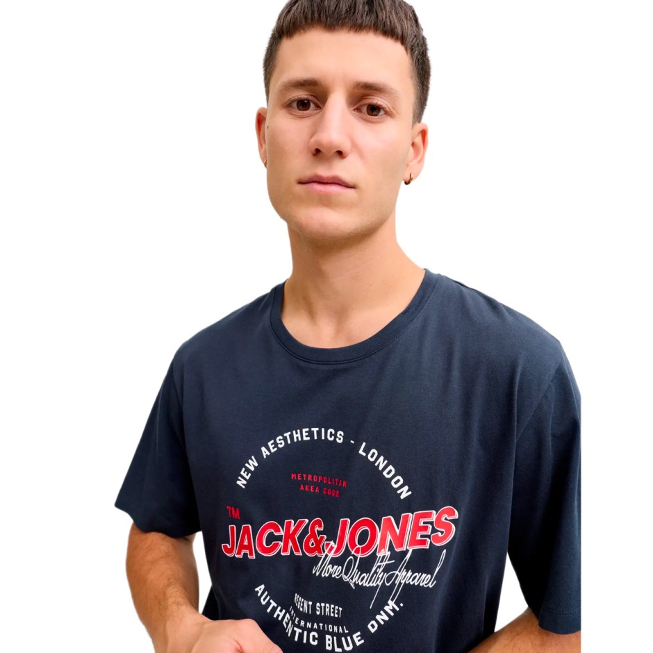 JACK & JONES  JJELOGO TEE SS ONECK 2 COL 12288016-4932814 Blue