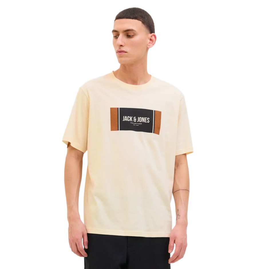 JACK & JONES JJHAYATO TEE SS CREW NECK BTS LN 12278508-4776199 Ecru