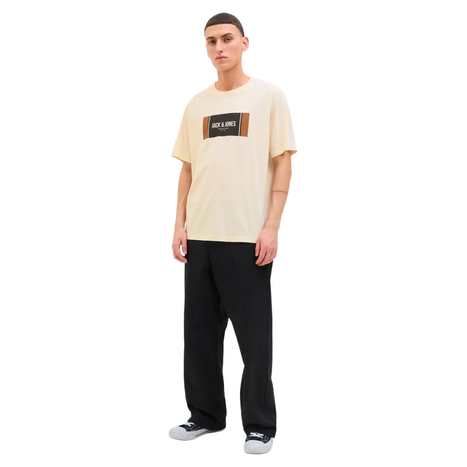 JACK & JONES JJHAYATO TEE SS CREW NECK BTS LN 12278508-4776199 Ecru