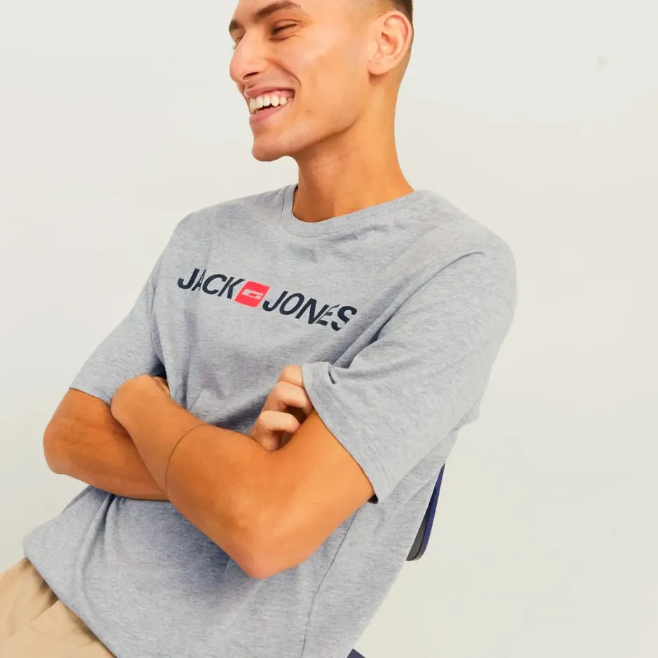 JACK & JONES heren T-Shirt Jjecorp Logo Tee Ss O-hals Noos, Zwart (Black/Slim/Small Print), XL