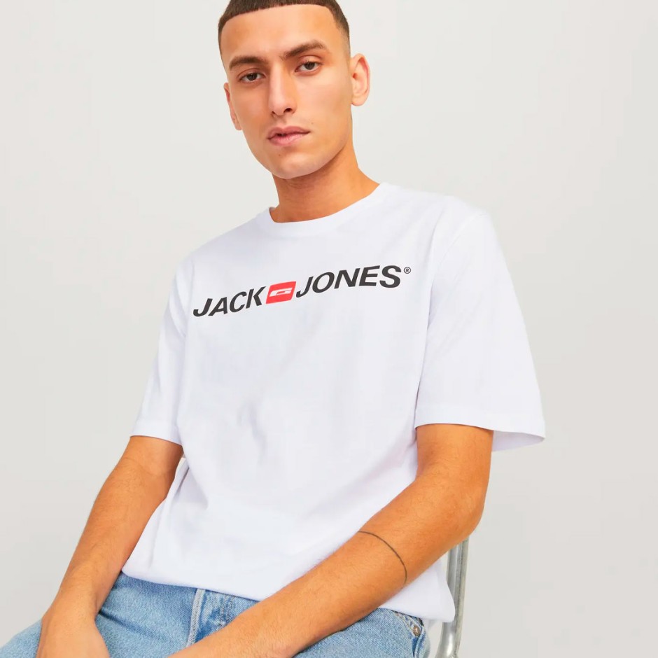 Ανδρική Κοντομάνικη Μπλούζα Λευκή - Jack & Jones Old Logo