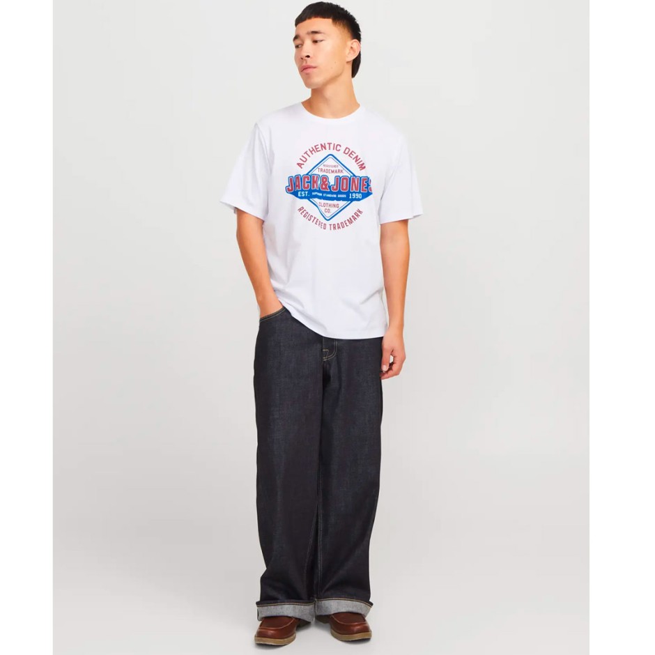 JACK & JONES JJELOGO TEE SS O-NECK 2 COL SS25 SN 12268267-4686916 White