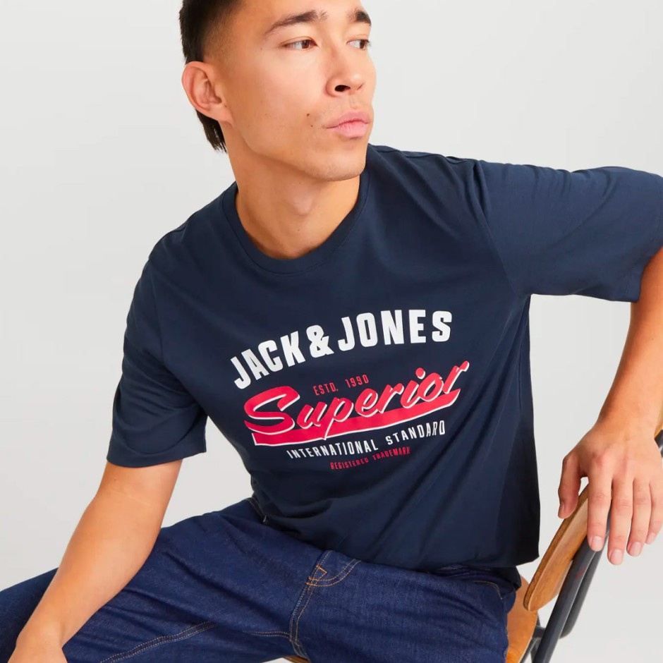 JACK & JONES JJELOGO TEE SS O-NECK 2 COL SS25 SN 12268267-4644219 Blue