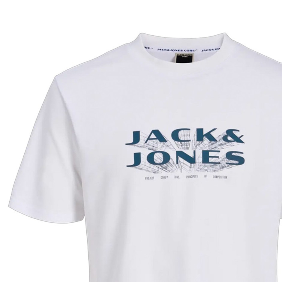 Ανδρική Κοντομάνικη Μπλούζα Λευκή - Jack & Jones Jcofusion Branding