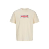 Men's T-Shirt Ecru - Jack & Jones Jcobreeze Branded Image 1