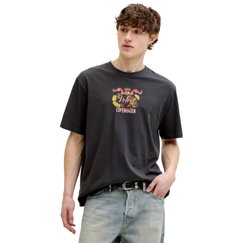 Ανδρική Κοντομάνικη Μπλούζα Ανθρακί - Jack & Jones Jorvintage