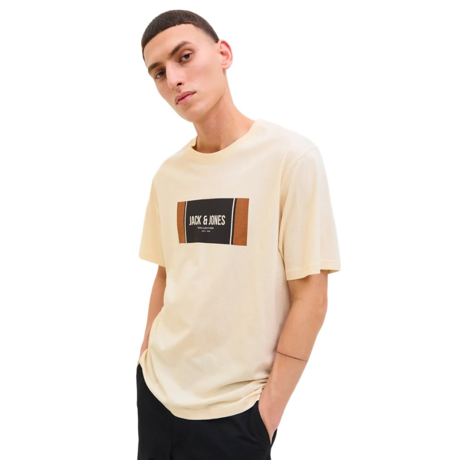 JACK & JONES JJHAYATO TEE SS CREW NECK BTS LN 12278508-4776199 Ecru