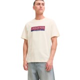 JACK & JONES JORINWOOD BLOCK BRANDING TEE SS CN 12283628-ANTIQUE WHITE Ecru Image 