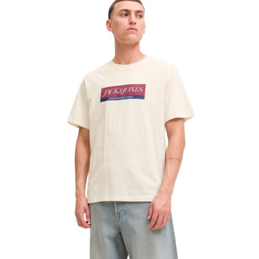 Ανδρική Κοντομάνικη Μπλούζα Εκρού - Jack & Jones Jorinwood Block Branding