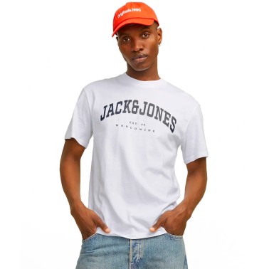 JACK & JONES JJECALEB VARSITY TEE SS 12257579-4552089 White