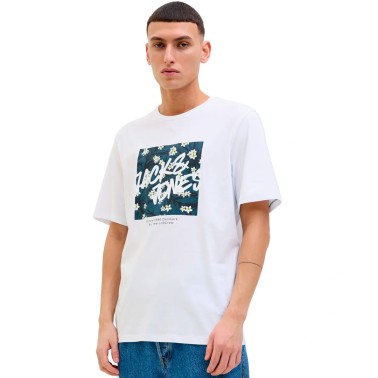 JACK & JONES JJHAWAII SHAPE TEE SS CREW 12269324-4649995 White