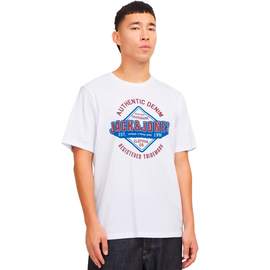 JACK & JONES JJELOGO TEE SS O-NECK 2 COL SS25 SN 12268267-4686916 White