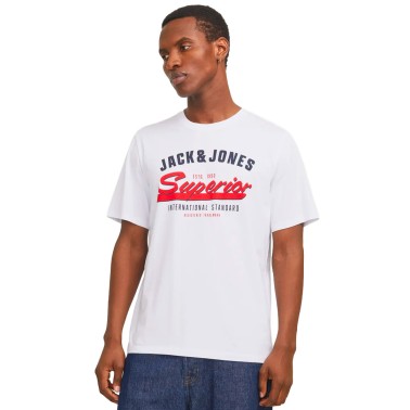 JACK & JONES JJELOGO TEE SS O-NECK 2 COL SS25 SN 12268267-4644222 White