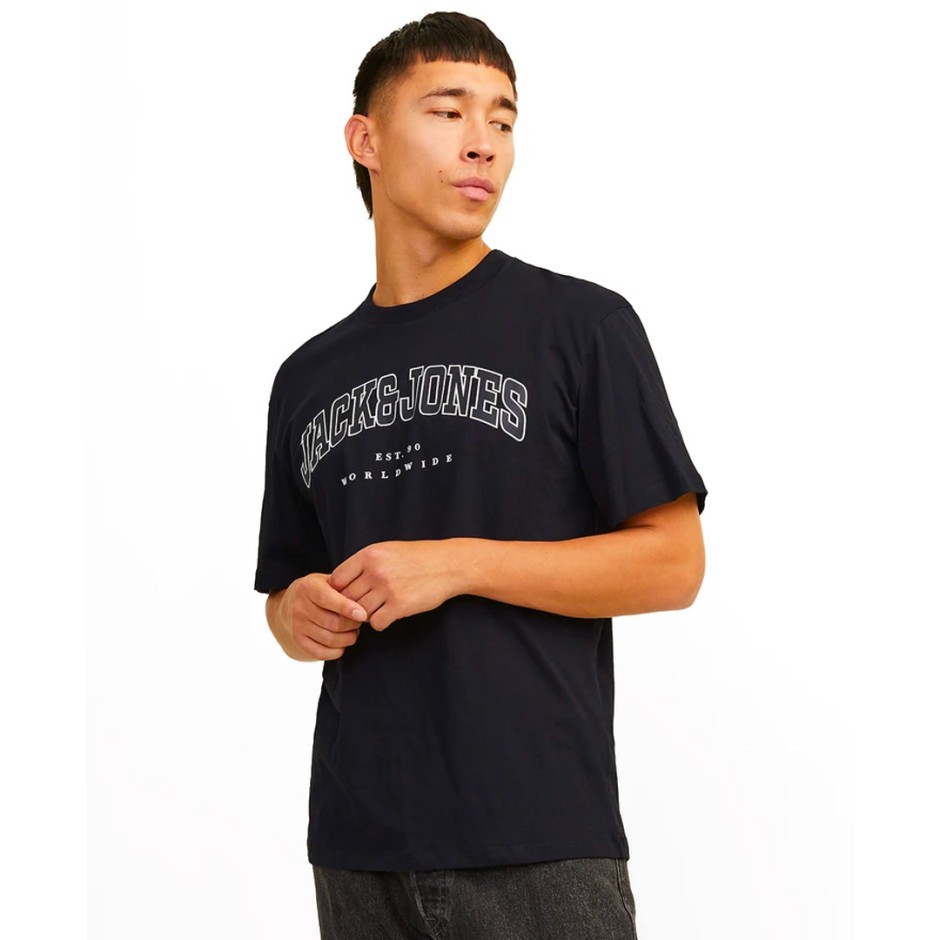 JACK & JONES JJECALEB VARSITY TEE SS 12257579-4517369 Black