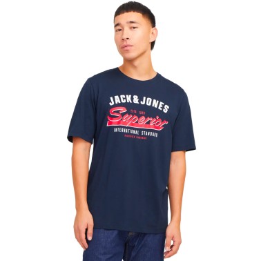 JACK & JONES JJELOGO TEE SS O-NECK 2 COL SS25 SN 12268267-4644219 Blue