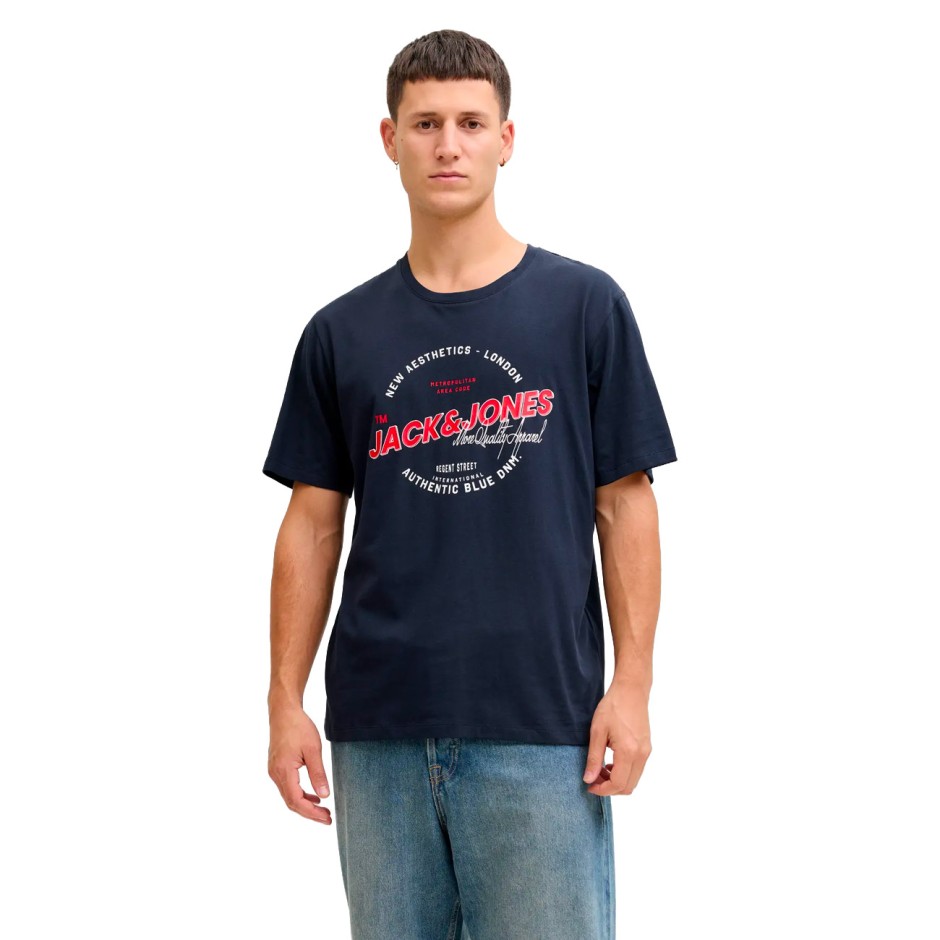 JACK & JONES  JJELOGO TEE SS ONECK 2 COL 12288016-4932814 Blue