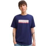 JACK & JONES JORINWOOD BLOCK BRANDING TEE SS CN 12283628-OCEAN CAVERN Blue Image 