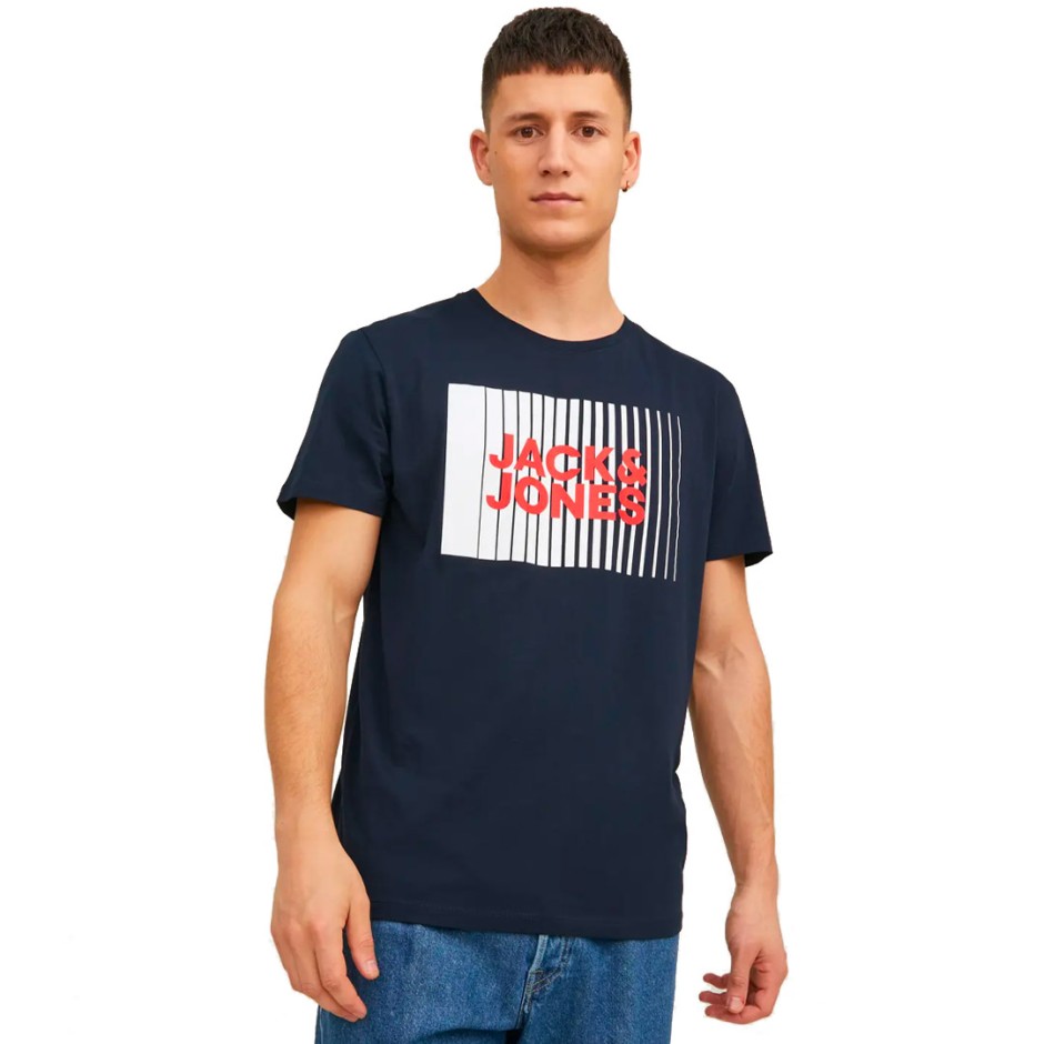 Ανδρική Κοντομάνικη Μπλούζα Μπλε - Jack & Jones Logo