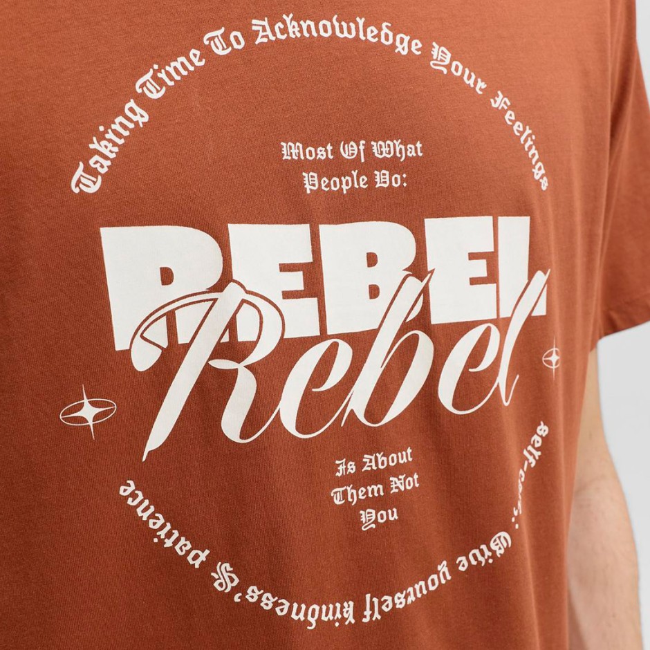 JJ REBEL JREBGRAY TEE SS CREW NECK 12282381-BOMBAY BROWN Brown