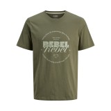 JJ REBEL JREBGRAY TEE SS CREW NECK 12282381-FOUR LEAF CLOVER Κhaki Image 0