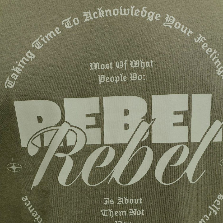 JJ REBEL JREBGRAY TEE SS CREW NECK 12282381-FOUR LEAF CLOVER Κhaki