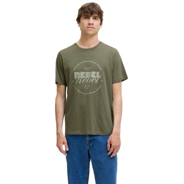 JJ REBEL JREBGRAY TEE SS CREW NECK 12282381-FOUR LEAF CLOVER Κhaki
